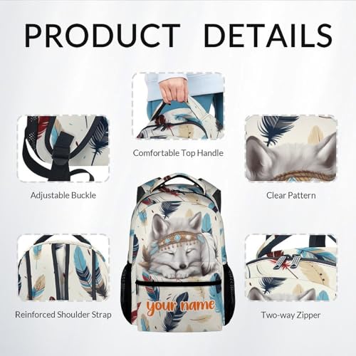 UNIKITTY Custom Kids Backpack - 3PCS School Set for Girls Boys, Cute Wolf Design With Lunch Bag, 17" Durable Large Capacity Elementary Bookbag for Children3