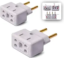 Kit 02 Adaptadores Tomada Bob Esponja Benjamin 10A / 20A – Plug Pino Grosso 250 V – Bivolt 110V-220V – Adaptador Premium para Eletrodomésticos, Carregadores, Computadores, Secadores, Airfryer