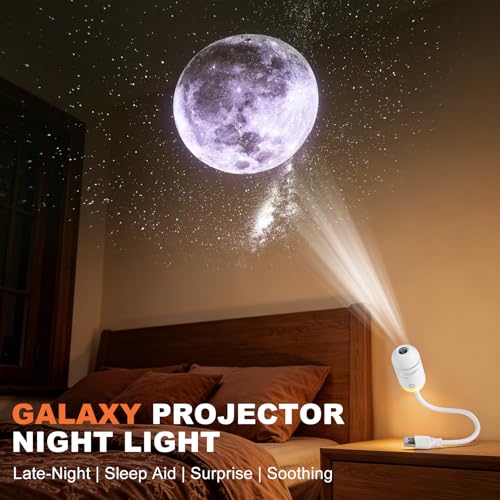 Image of 2-in-1 Galaxy Projector Night Light,USB Star Projector with Adjustable Brightness,Mini LED Wall Projection Lamp,360 Rotation Mini Galaxy Light Projector for Bedroom Ceiling Wall Room Deco