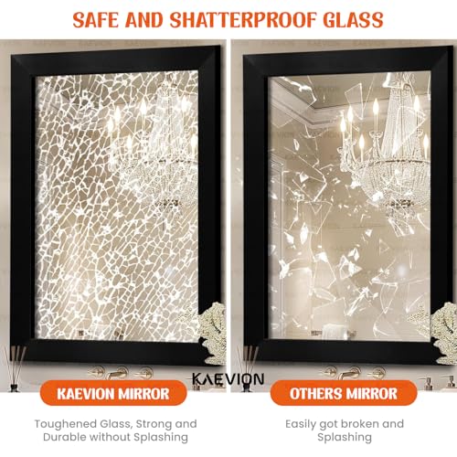 Image of Wall Hanging 1.75 ft Black Water Proof PVC Framed Mirror |Wall Mirror for Bedroom or Bathroom |Home Decor Wall Mounted for Bedroom Living-Room| washroom Mirror for Wall