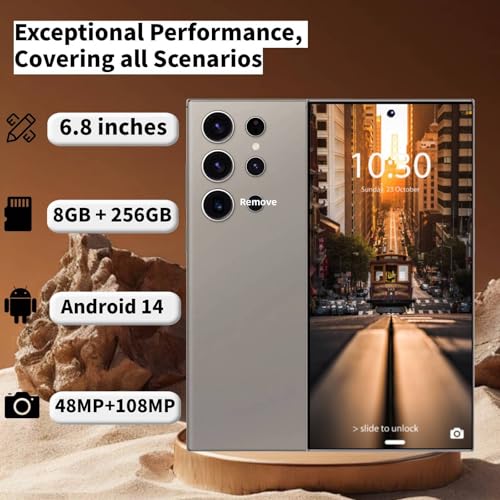 Image of C24 Ultra Unlocked Phone, 8GB+256GB Large Storage Smart Phone | Android 14 Cell Phone, 6800 mAh Battery Unlockedphone, 6.8-inch /5G Dual SIM [Works with T-Mobile, AT&T] Gray