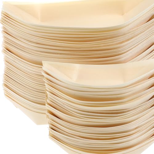 Set de 100 botes desechables de sushi de madera natural miniatura 5