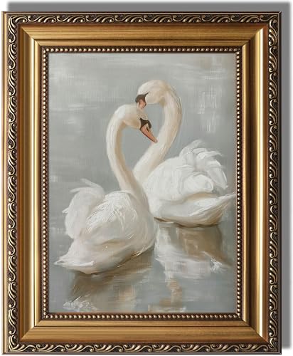 Toile cygne blanc vintage pour habiller un mur vide avec un cadre rétro rustique