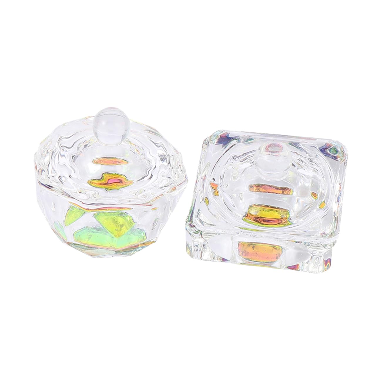 Mikinona Unique Nail Art Glass Cups 2pcs Crystal Nail Art Cup Lid Lightweight Portable Great for Friends
