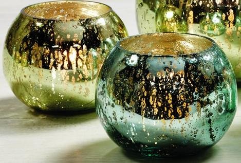 The Market Street Small Mercury Glass Candle Holders - Set of 2