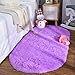 YJ.GWL Oval Fluffy Area Rugs for Bedroom and Living Room Shaggy Cute Plush Nursery Carpet for Kids Baby Girls Bedroom and Dorm Fuzzy Home Decor Carpet 2.6' X 5.3' Purple