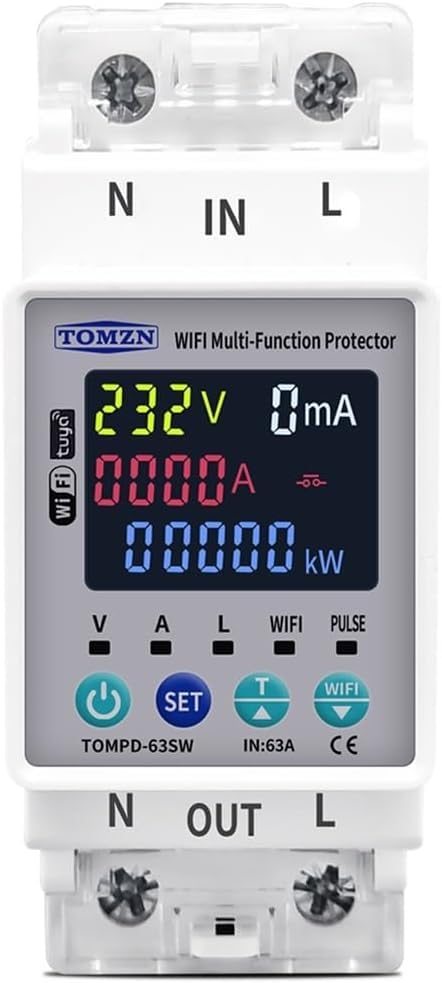 Smart switch WiFi 63A Tomzn coupe-circuit intelligent avec protection fuite terre