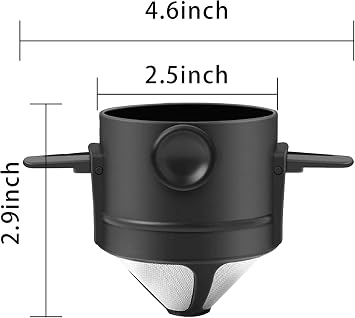 SZXMDKH Reusable Pour Over Coffee Maker, Stainless Steel Cone Coffee Dripper Filter 1-2 Cup, Paperless with Collapsible Holders for Home Office Travel Camping, Brown, (SZXMDKHHG6325)
