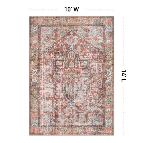Rugshop Multi Vintage Boho Medallion Area Rug — Machine Washable, 9'x12' for Living Room, Dining Room and Bedroom