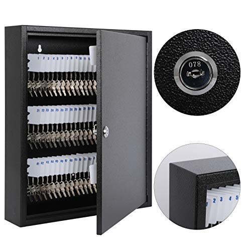 Kyodoled Key Storage Lock Box With Key,Locking Key Cabinet,100 Key Management Wall Mount With Key Lock,Key Hooks & Tags Key Labels,(Black 100 Key) #TOP3
