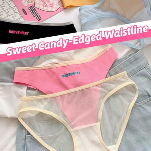 Cute Candy-Colored Panties Low-Waist Bikini Briefs with Show-Off Edges Summer Novelty Underwear Beach Vacations4