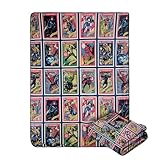 Marvel Legends Comic‑Cards Fleece Throw Blanket – Ultra‑Soft Lightweight Polyester, Spider‑Man ⋅ Captain America ⋅ Wolverine & Villains Grid, Warm Couch/Travel Blanket, Official Gift 60 × 50 in