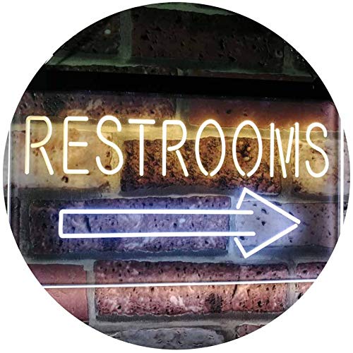 ADVPRO Restroom Arrow Point to Right Toilet Dual Color LED Neon Sign White & Yellow 400 x 300mm st6s43-m2049-wy โ image 1