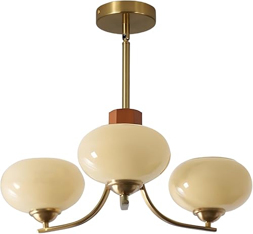 Miniatura 9 de BOKT Lámparas Colgantes de Techo Vintage de 6 Luces Araña Sputnik Dorada Lámpara Colgante Amarillo Leche Nórdica Arañas Sputnik de Mediados de Siglo