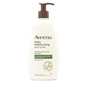 Aveeno Daily Moisturizing Body Lotion for Dry Skin with Prebiotic Oat, Fragrance & Paraben Free, Non-Greasy, Non-Comedogenic, for Sensitive Skin & 72-Hour Moisturizer 18 Fl Oz
