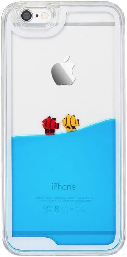 SHANGFENG Iphone 5C 3D case Creative Design Flowing Liquid Case,Fish Tank Liquid Aquarium Swimming Novelty Hard Plastic Transparent Clear Back Protective Case For iPhone 5C (Blue,Two little fish)