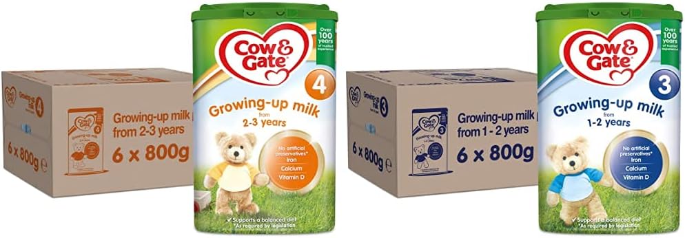 4 Toddler Baby Milk Powder Formula, 2-3 Years, 800g (Pack of 6) & 3 Toddler Baby Milk Powder Formula, 1-2 Years, 800g (Pack of 6)