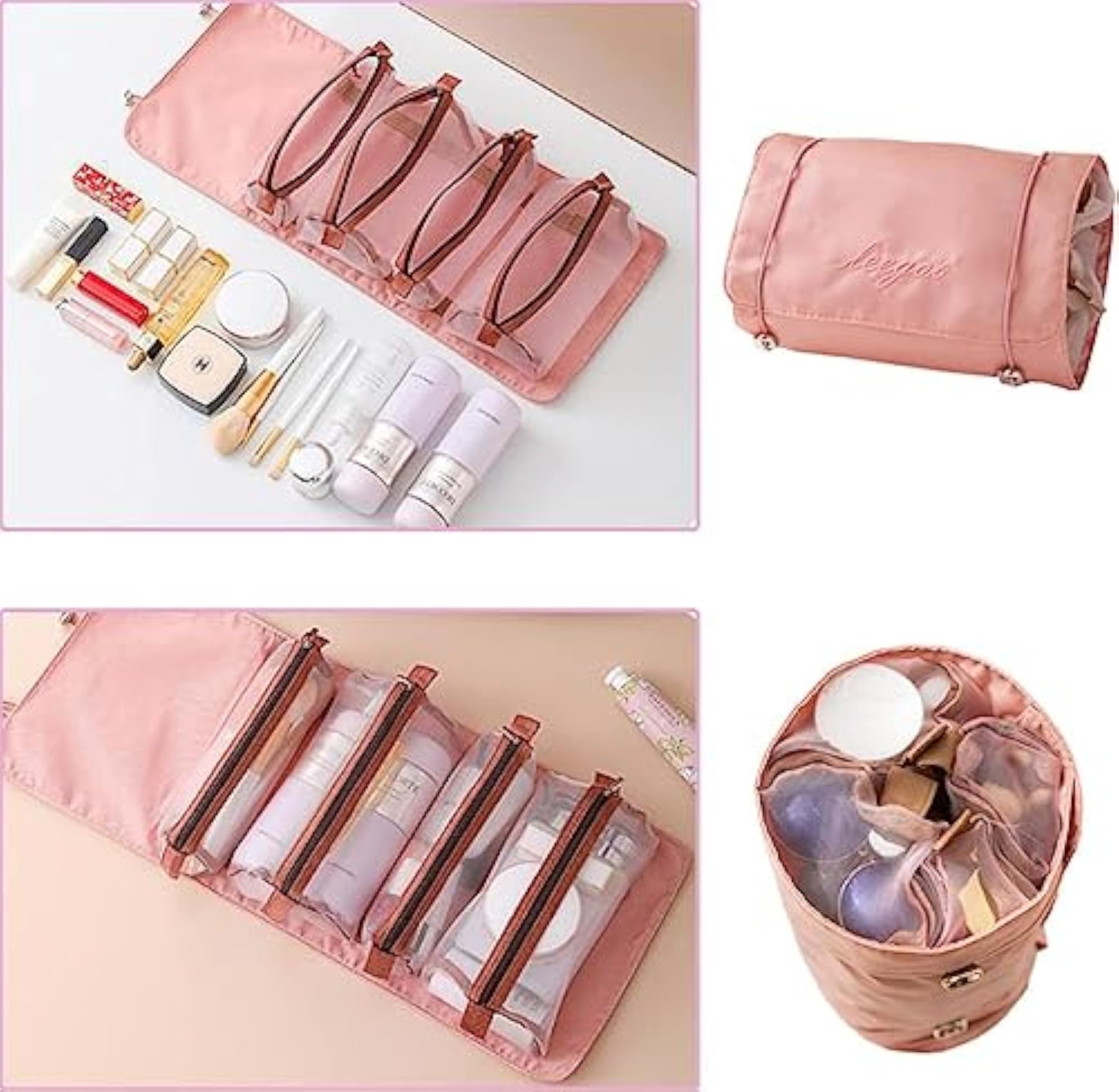Nylon 4 in 1 Travel Toiletry Makeup Cosmetic Organizer Pouch