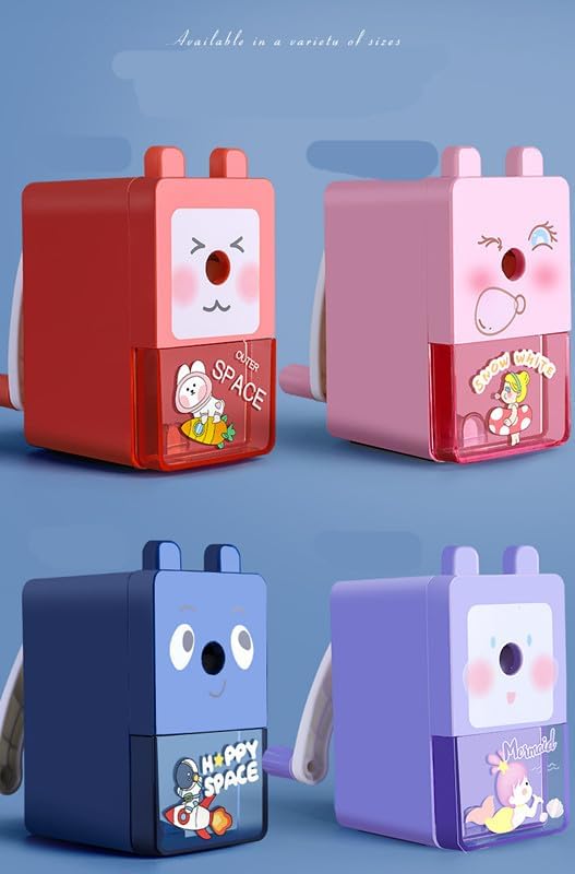 Miniatura 2 de Afiladora de lápices, sacapuntas de sirena morada, sacapuntas manual de manivela, cortador de lápices de dibujos animados de animales para la