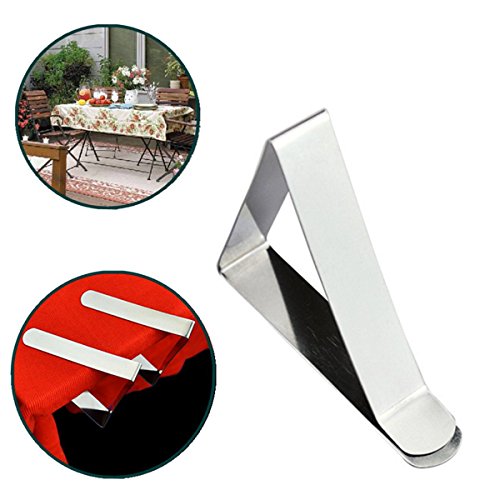 TIANOR 6 Piezas de Acero Inoxidable 55 mm de Gran Boca Alicates Ajustables-Clips de Mantel de Trapo-Clips de Mantel al Aire Libre Mesa de Picnic Pinzas 60 x 53 x 12 mm, Plateado