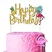 Flamingo Pineapple Cake Toppers Happy birthday Cake picks Tropical Hawaiian Luau Themed Glitter Party Supplies Decorations (big)