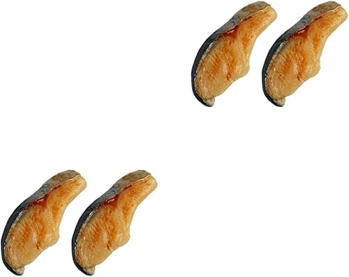 ibasenice 4 piezas de juguetes de comida decoración de alimentos sushi salmón PVC salmón juguetes de cocina alimentos artificiales para exhibir
