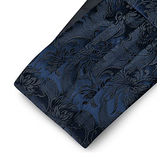 Image of Barry.Wang Men Silk Paisley Cummerbund and Pre-tied Bowtie Handkerchief Cufflink Set for Tuxedo