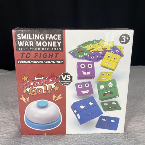 Wooden Face Changing Magic Cube Game with Bell Wood Blocks Stacking Toys