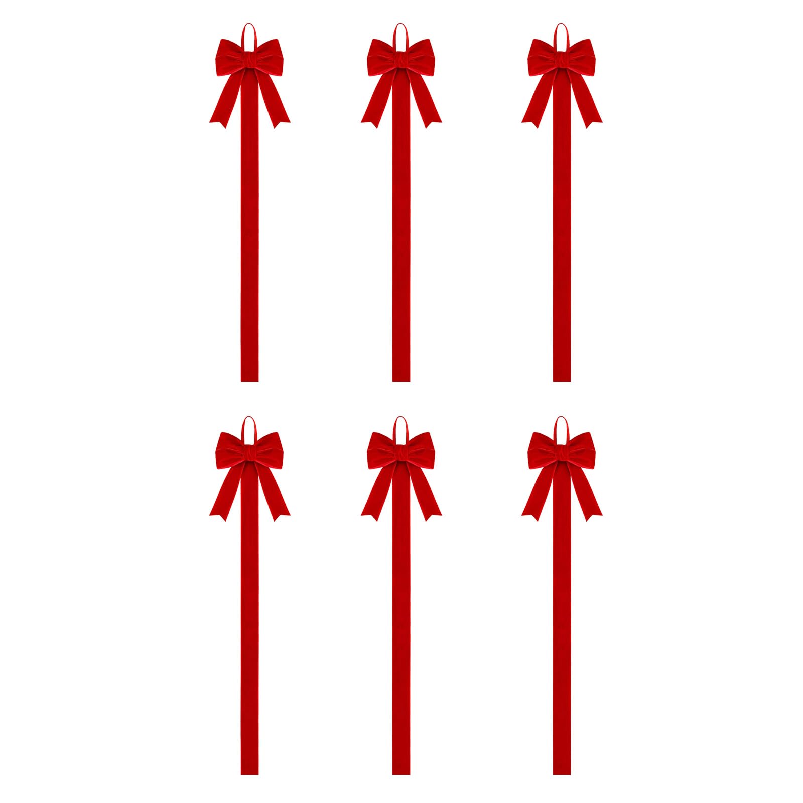 ESSECMBS 2PCS/6PCS Christmas Bow Card Holders Set Creative Red Velvet Bowknot Hanging Photo Display Rack for Christmas Wall Decorations (6 Pieces, 12 * 80 cm/ 4.72 * 31.5 inches)