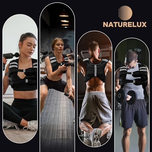 Image of NATURELUX Weighted Vest Men or Women - 5 /10 /15 /20 /25 /30lbs Weights with Reflective Stripe, Weighted Vest for Workout Equipment for Strength Training Running - Walking Weight Loss