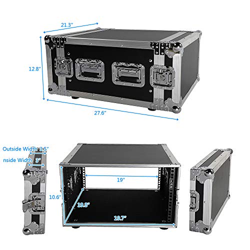 Sardoxx 6U Pa Dj Pro Audio Rack Case Dj Equipment Cabinet, 19" 6-Space Road Ata Case, For Loudspeakers Dj Mixer, Single Layer Double Door, Black & Silver #TOP3