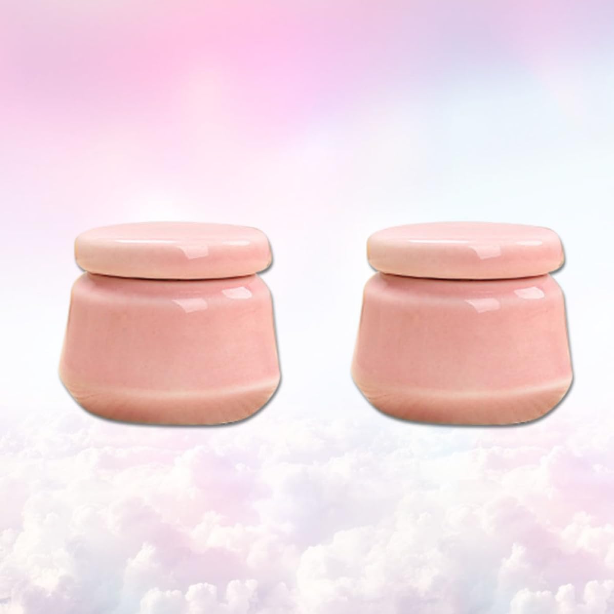 2pcs Mini Ceramic Lipstick Pots Leak-proof Refillable Cosmetic Dispenser Bottles Lightweight Subpackaging Containers for Travel and Daily Life Pink