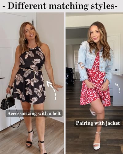 Image of ANYFITTING Summer Dress with Built in Bra Casual Beach Sundress Flowy Halter Mini Short Dresses for Women 2026