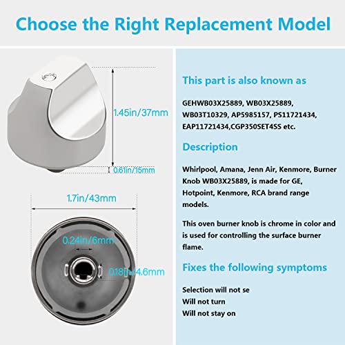 GE Cafe Range Burner Control Knob Replacement Part WB03X25889 for