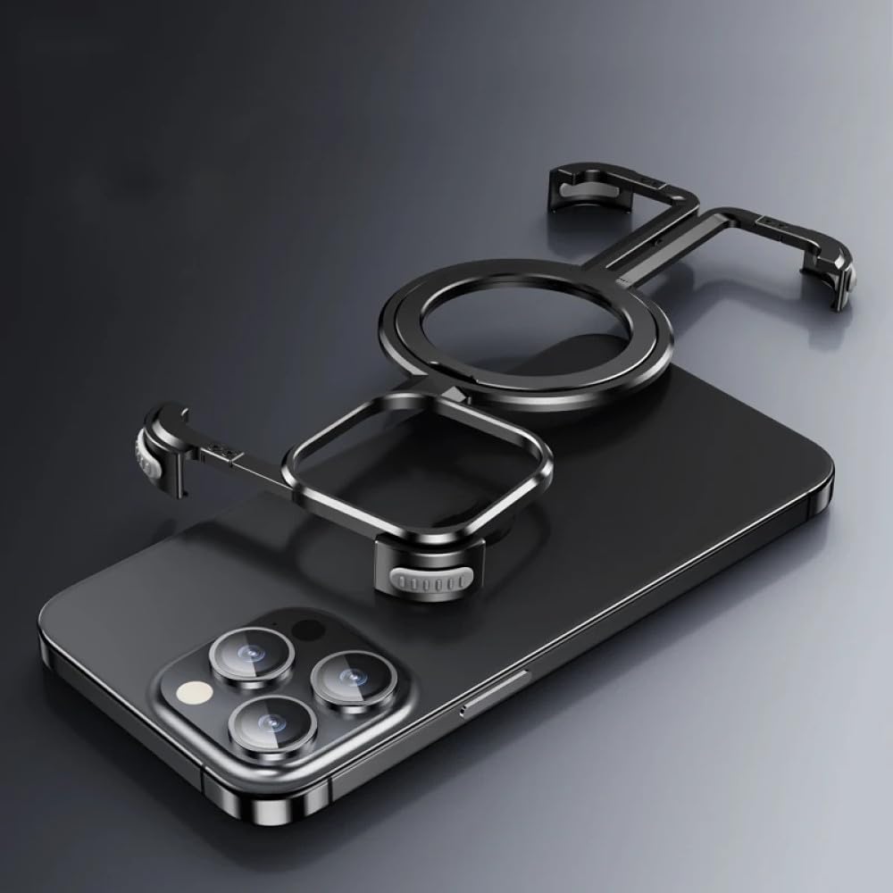 Coque iPhone 15 Pro magnétique sans cadre en métal noir luxe