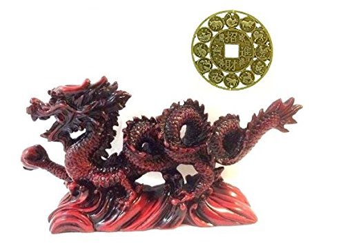 New RED Chinese Feng Shui Dragon Figurine Statue for...
