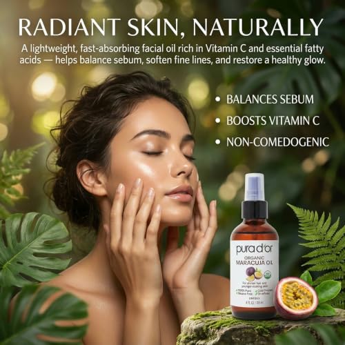 PURA D'OR ORGANIC Maracuja Oil, Passion Fruit Seed for Face & Hair, 4oz | Lightweight Glow, USDA Certified, 100% Pure, Cold-Pressed, Hydrates Dry Skin & Body, Fast-Absorbing, Cruelty-Free, DIY Beauty - image 4
