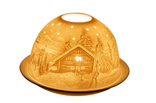 Photophore Dôme en porcelaine - Chalet Hiver Dani Créations