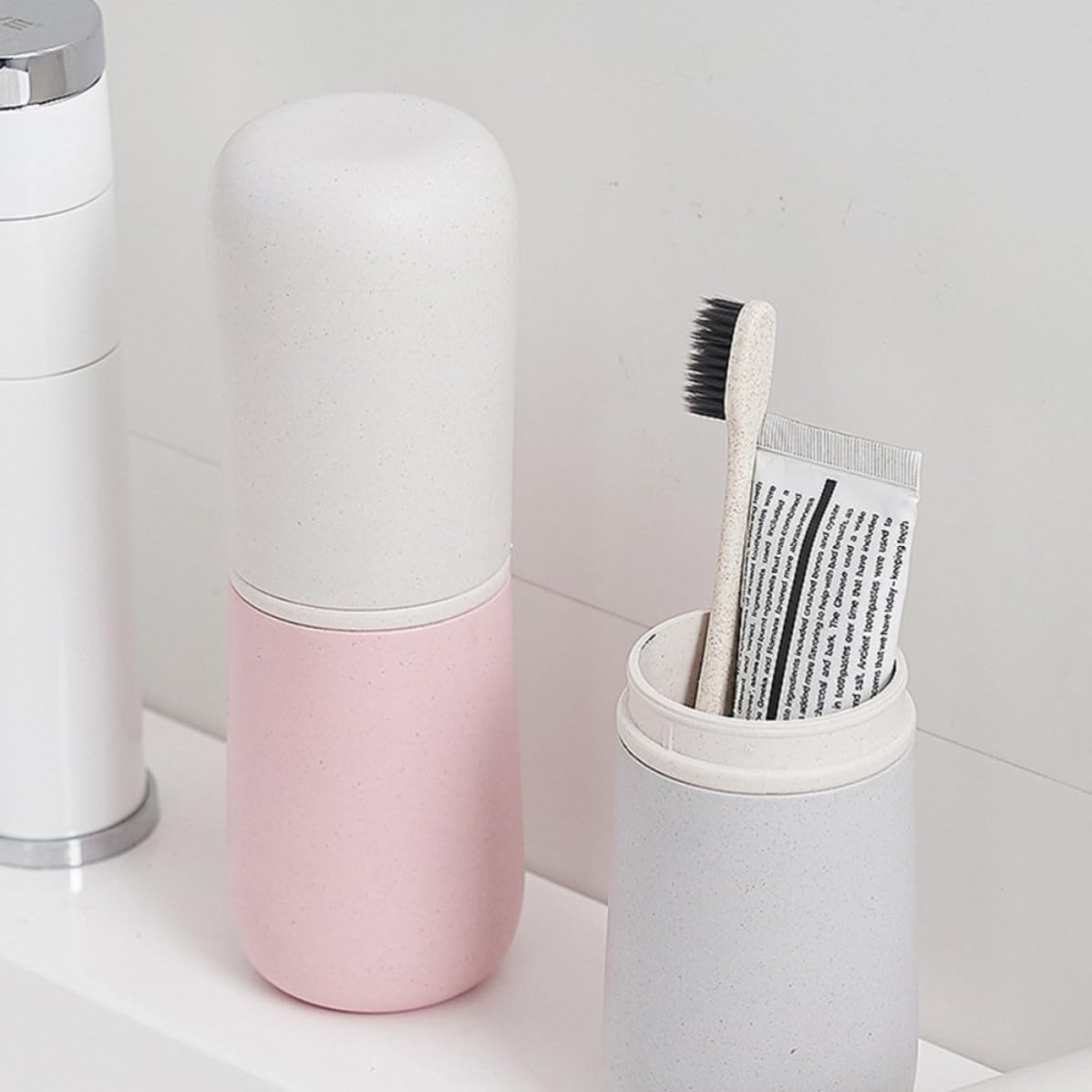 Pink Plastic Travel Toothbrush Holder Storage Box for Home Party | Sturdy, Lightweight, Dual Use Cup Design, Portable Organizer for Trips