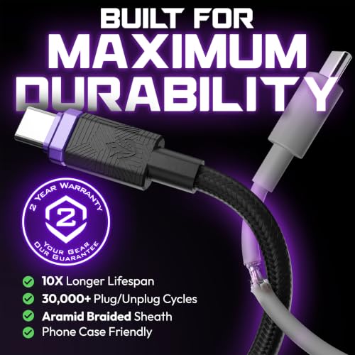 Image of ELO Link 240W Thunderbolt 4 USBC Gaming Cable for XR AR Glasses, 40Gbps, 8K | Thunderbolt 4 and USB-IF certified, 8K 60Hz DP Alt Mode for USB-C display glasses, handhelds, laptops, braided, 3.3 ft (1 m)