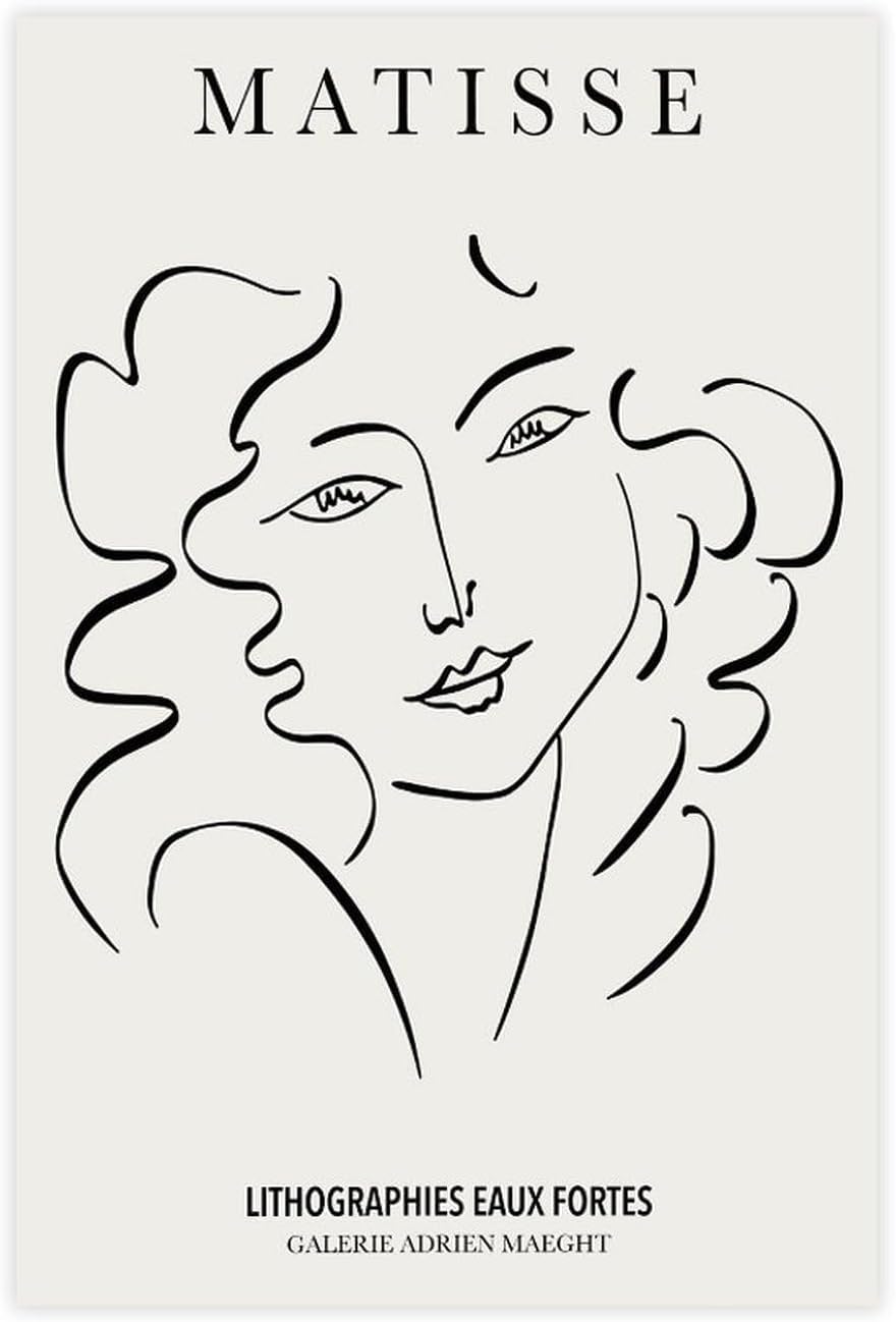 QSDTGHUIKP Henri Matisse Woman Face 40x60cm Frameless Minimalist Abstract Canvas Wall Print