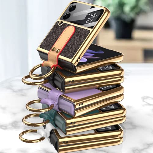 Para Samsung Galaxy Z Flip 3 capa, meninas com tudo incluído com alça dobrável PU capa protetora à p