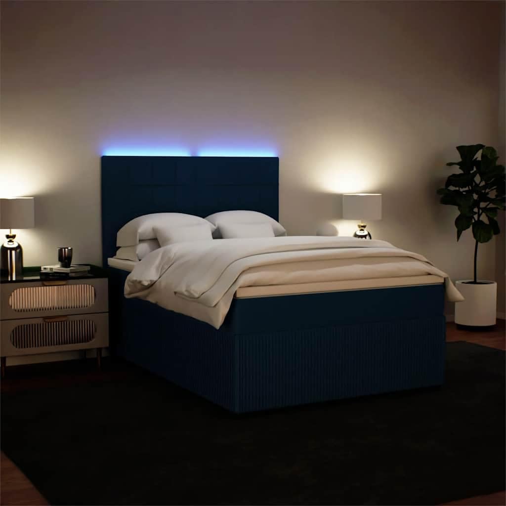 Velours Doux Ressorts ensachés Lit sommier Bleu 140x190 cm