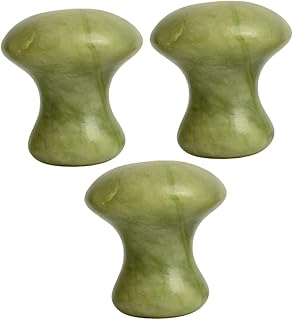 PLAFOPE Face Cupping 3pcs Massage Stone Jade Roller for Face Facial Massager Mushroom Massage Stone Mushroom Guasha Stone Massage Tools Essential Oils for Body Accessories Round Miss