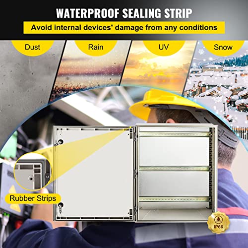 Vevor Electrical Enclosure Box,23.6''×19.7''×9.1'',Fiberglass Junction Box,Ip66 Waterproof & Dustproof,Outdoor Electrical Box,With Mounting Plat #TOP3