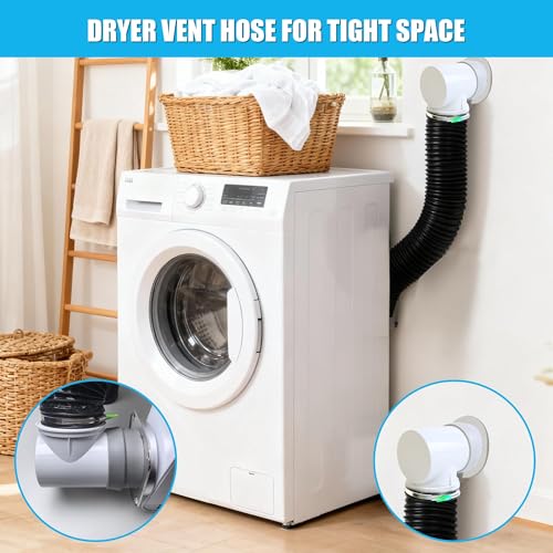 Image of Upgrade Dryer Vent Hose for Tight Space, Dryer Vent Hose Kit, 90 Degree Dryer Vent Elbow with Dual Silicone Seal Connector, Dryer Cleaning Kit, High Sealability, Dryer Vent Vacuum Hose Attachment
