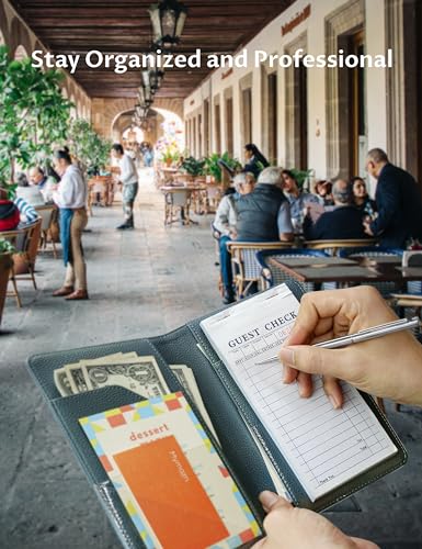 Image of Mymazn Green Server Books for Waitress Book Waiter Book Server Booklet Restaurant Waitstaff Organizer, Serving Book Guest Check Book Holder Money Pocket Fits Server Apron (Greygreen)