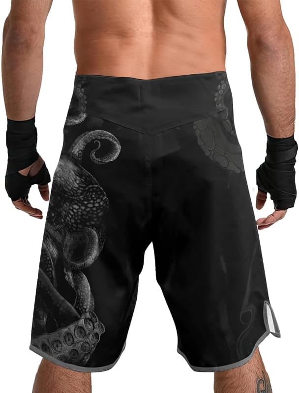 Octopus Fight Shorts MMA BJJ Kickboxing Grappling Jiu Jitsu Shorts for Men 4-Way Stretch Fabric