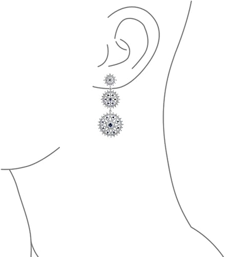 Miniatura 3 de Clásico cóctel declaración de moda pavé CZ largo lineal colgante Starburst Celestial Sunburst lágrima araña pendientes para mujeres boda baile de