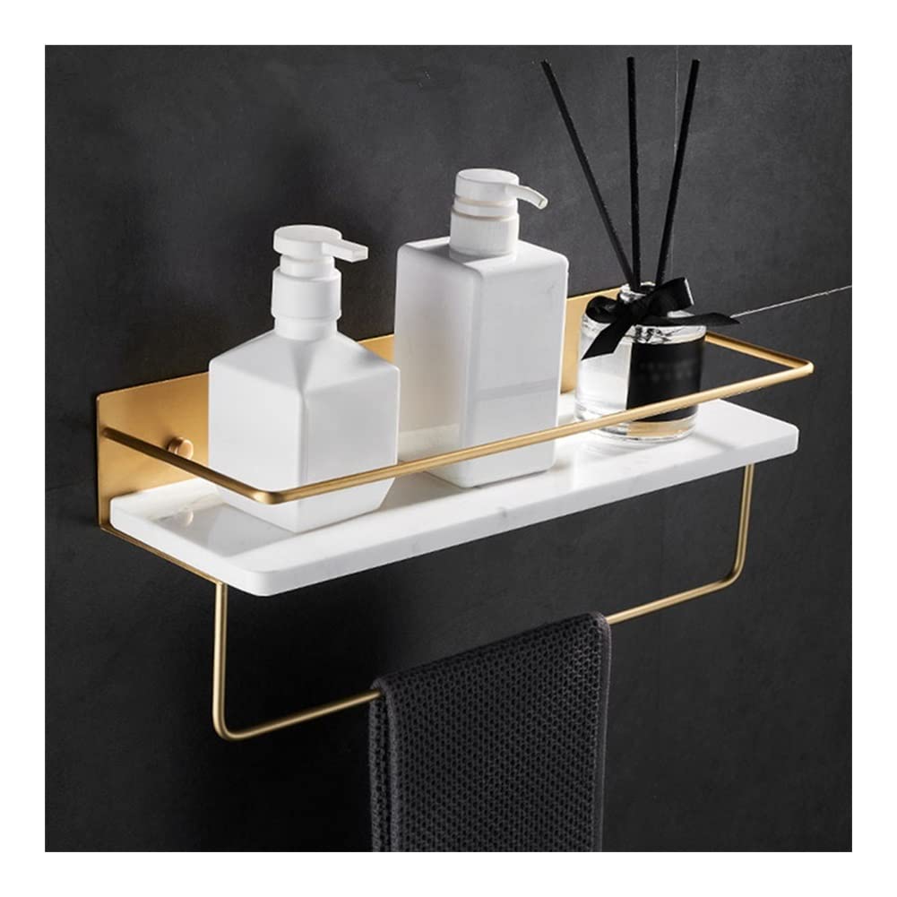 Shower Shelf Racks Bathroom Marble Shelf Gold Brushed Bathroom Shelf with Towel Bar Bathroom Dressing Table Rack Shower